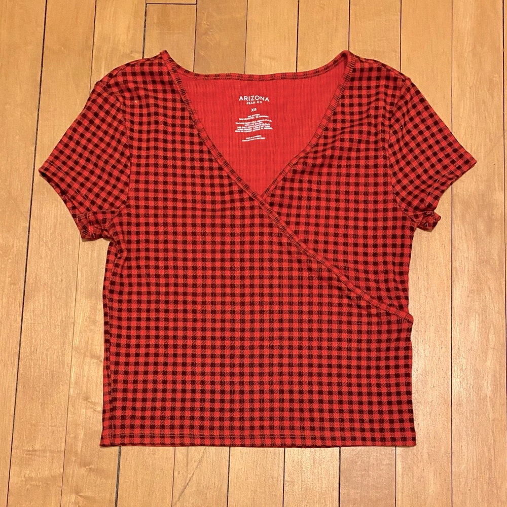 Perfect red gingham crop top Arizona Jean Co, size XS